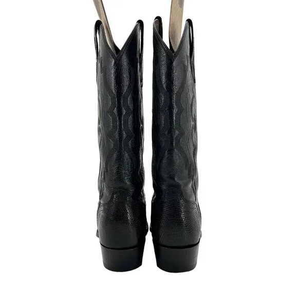 Vintage El Dorado Exotic Black Teju Lizard Cowboy Boots Mens size 9 Western 9550 - Picture 12 of 16
